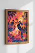 Romantic Couple Dancing | Tropical Sunset Retro Poster, Living Room Decor