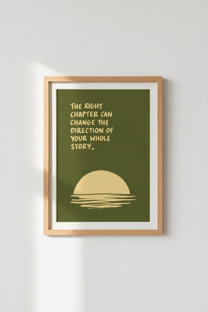 Inspirational Quote Wall Art | Olive Green Minimalist Poster, Office Decor