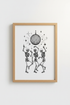Disco Skeleton Art Print | Retro Gothic Home Decor | Funky Celestial Poster