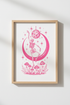 Pink Disco Skeleton Art Print | Celestial Retro Mushroom, Pink Aesthetic Poster