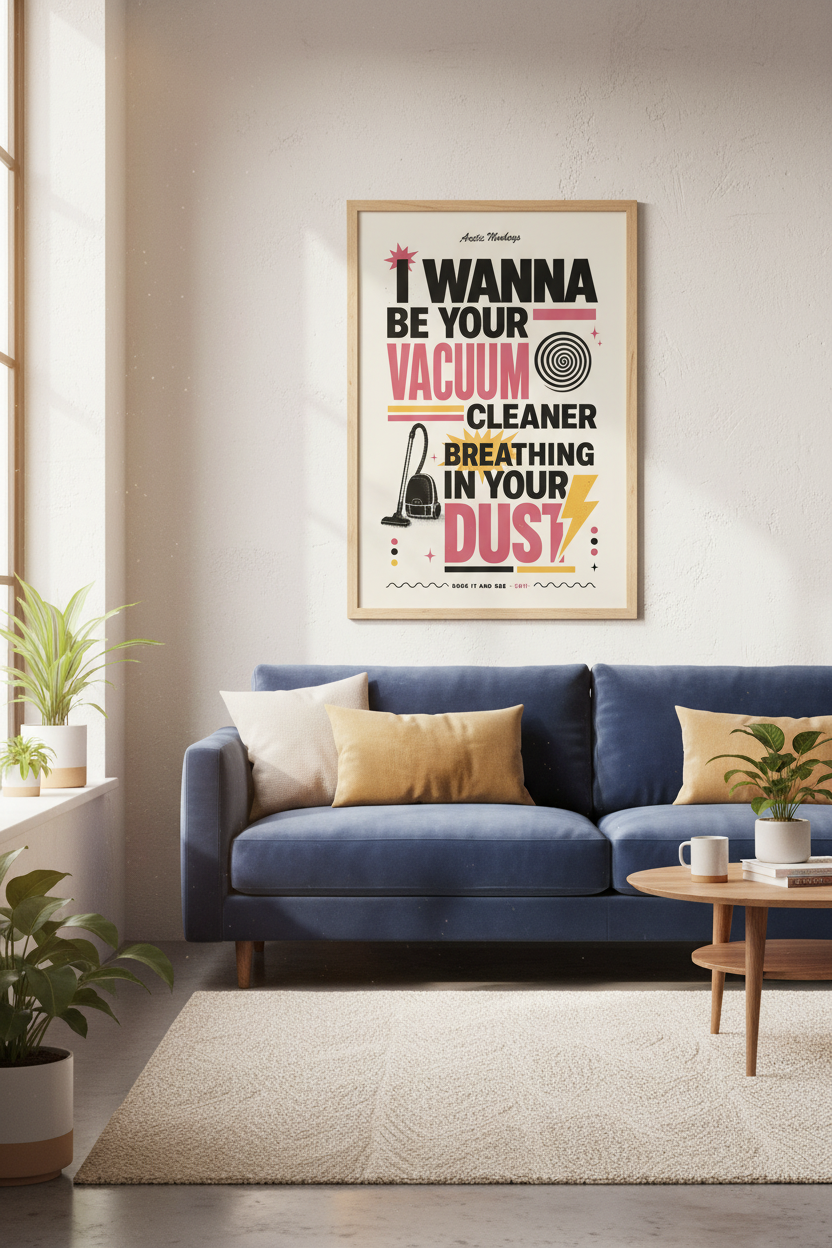 Arctic Monkeys Lyric Wall Art | Retro Pink Typography, Indie Rock Music Poster