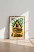 Caution Caffeine Loading Wall Art | Retro Coffee Poster, Kitchen Decor