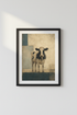 Abstract Cow Wall Art | Rustic Modern Farmhouse Decor | Blue & Beige Poster