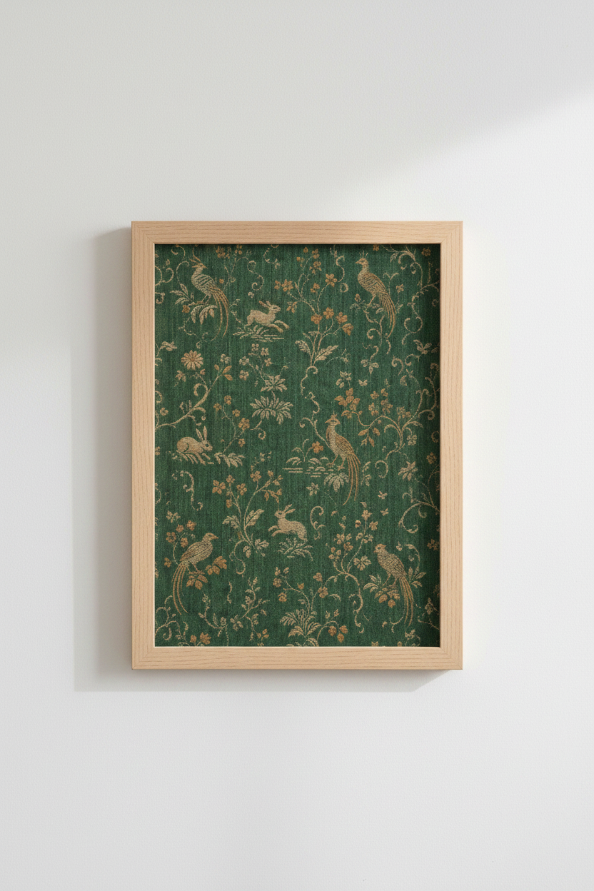 Chinoiserie wall art | Emerald green &amp; gold, living room decor