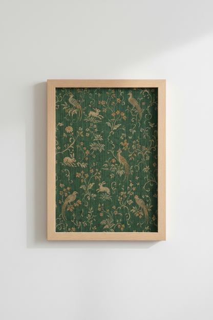 Chinoiserie wall art | Emerald green &amp; gold, living room decor