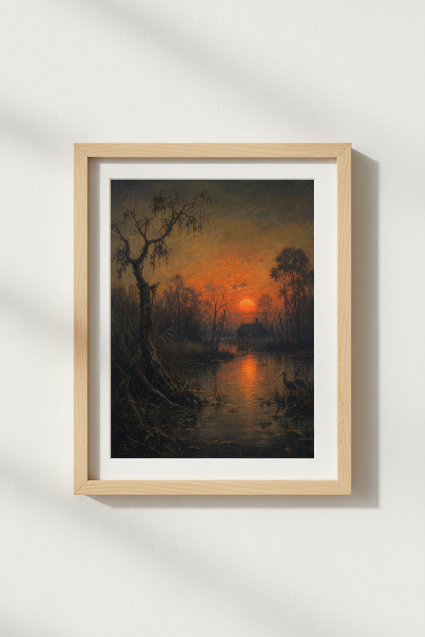 Moody Landscape Wall Art Print | Living Room Decor | Sunset Glow Poster