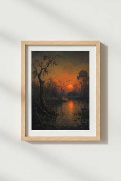 Moody Landscape Wall Art Print | Living Room Decor | Sunset Glow Poster