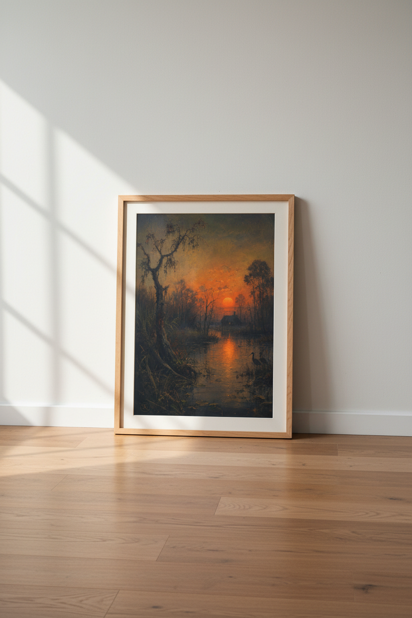 Moody Landscape Wall Art Print | Living Room Decor | Sunset Glow Poster