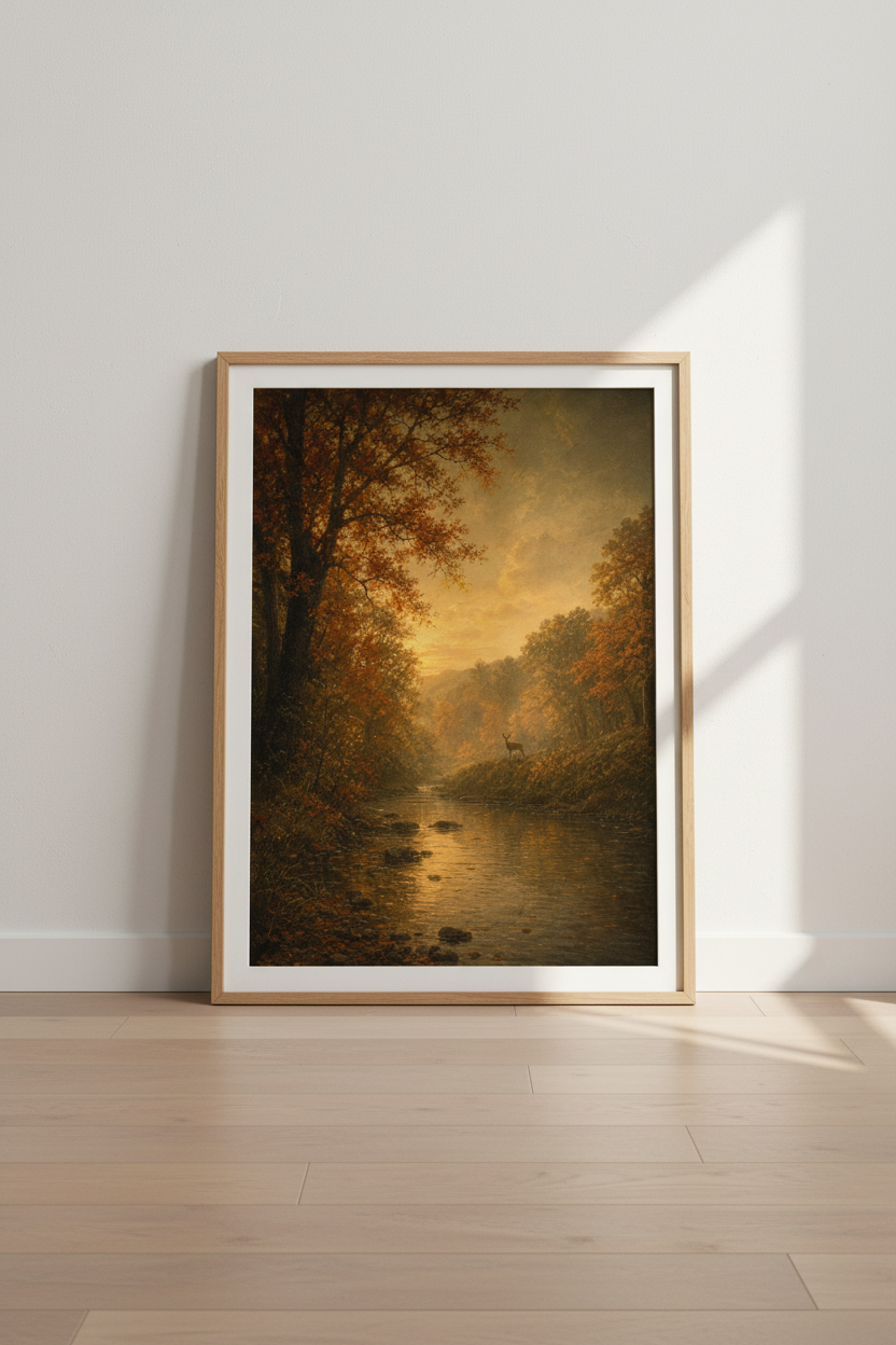 Autumn Forest Art | Rustic Moody Tones Living Room Decor