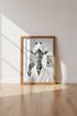 Giraffe Brushing Teeth Wall Art | Black and White Bathroom Decor | Funny Animal Poster