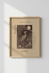 Japanese woodblock | Moonlit heron decor, earthy tones | Living room poster