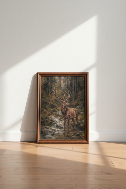 Deer Wall Art | Rustic Forest Tones, Living Room Decor