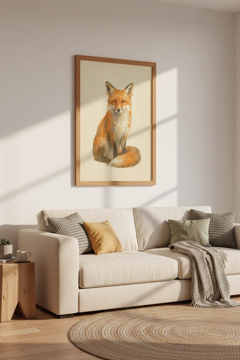 Red Fox Watercolor Wall Art | Vintage Woodland Decor, Nursery Animal Poster