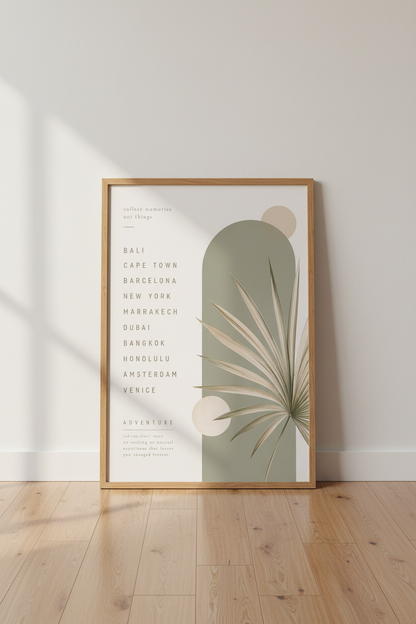 Travel Typography Wall Art | Sage Green Boho Decor | Minimalist Poster