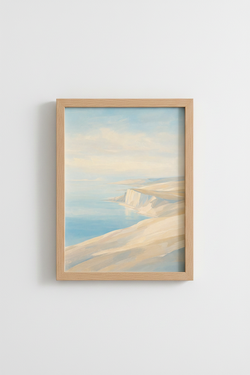 Pastel Coastal Art | Soft Sky Sand Hues, Seaside Living Room