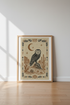Barn Owl Desert Art | Boho Linocut Style, Southwestern Moon Poster