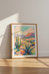 Desert Cactus Landscape Wall Art | Pastel Southwestern Decor | Boho Impressionist Poster