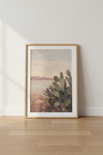 Desert Cactus Art | Soft Sunset Palette, Living Room Decor
