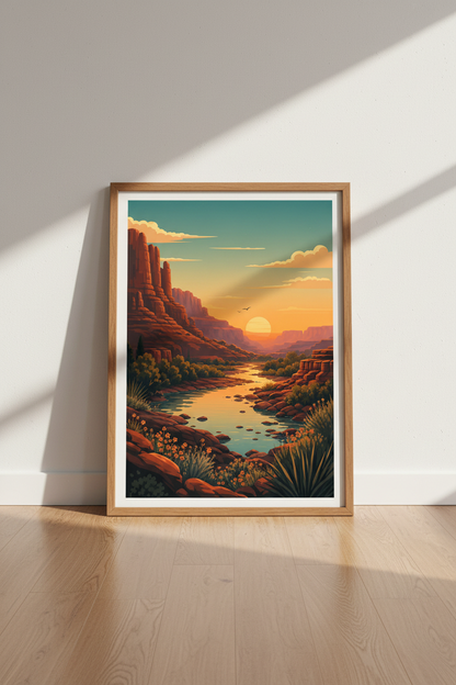 Grand Canyon Sunset Wall Art | Desert Landscape Print, Southwest Living Room Decor