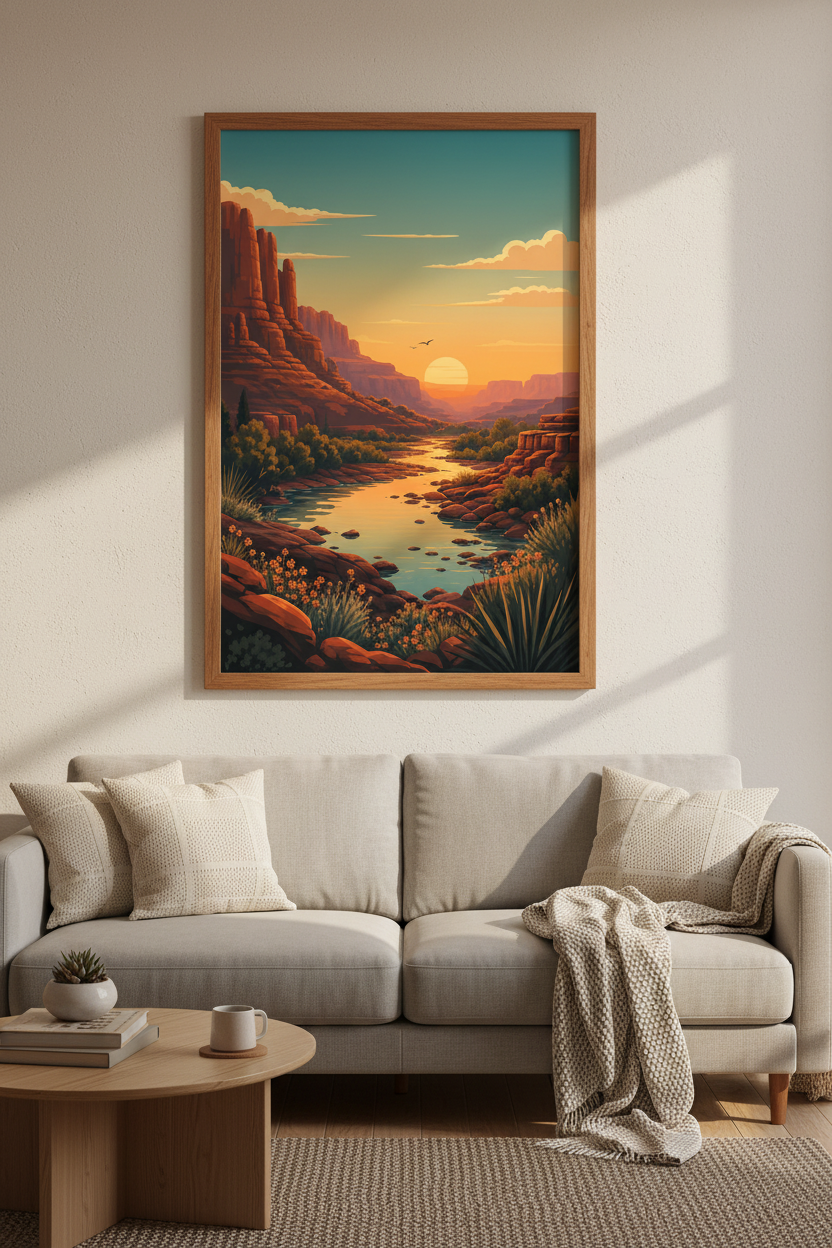Grand Canyon Sunset Wall Art | Desert Landscape Print, Southwest Living Room Decor