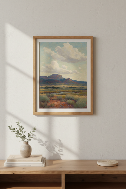 Desert Landscape Art | Impressionist Sunset Vista, Living Room Decor