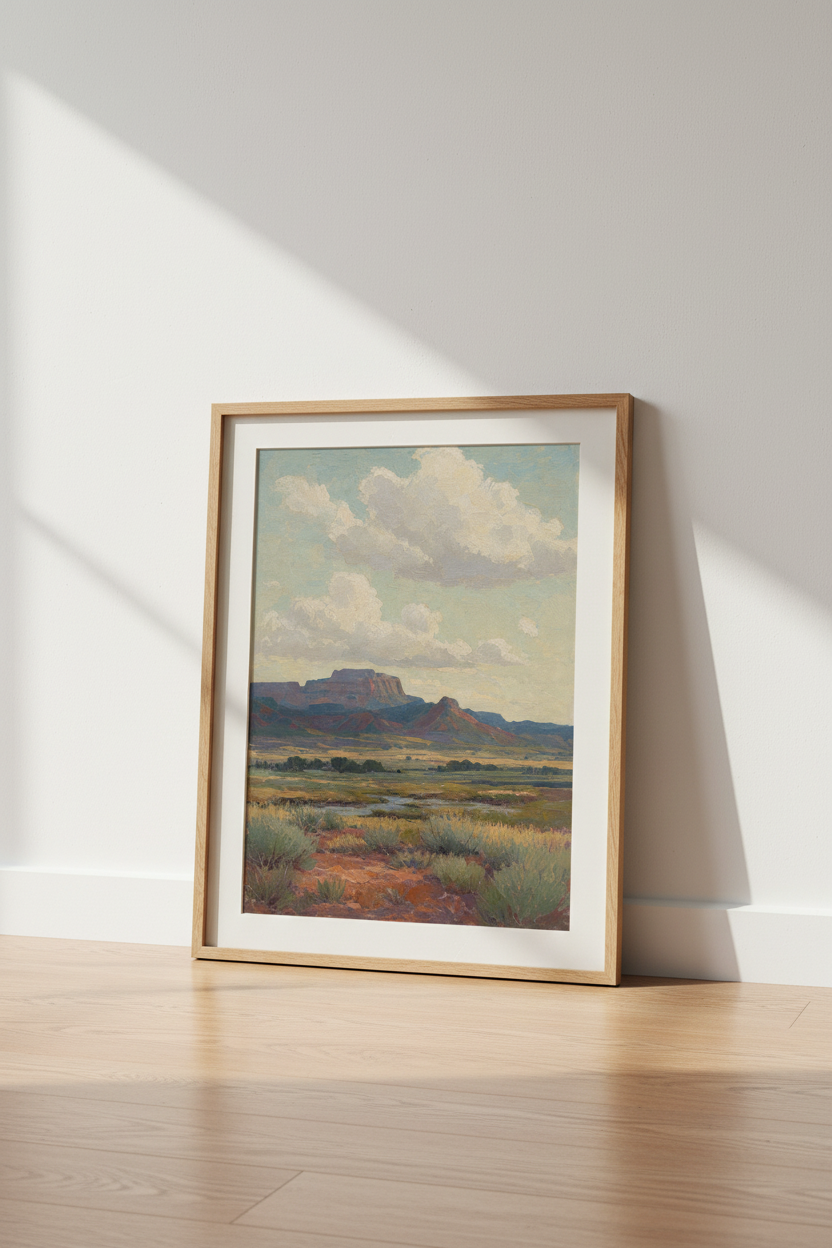 Desert Landscape Art | Impressionist Sunset Vista, Living Room Decor