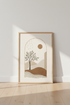 Boho Texture Landscape Art | Earth Tone Minimalist Tree, Living Room Decor