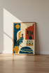 Mediterranean Staircase Art | Terracotta Boho Wall Decor, Minimalist Greek Poster