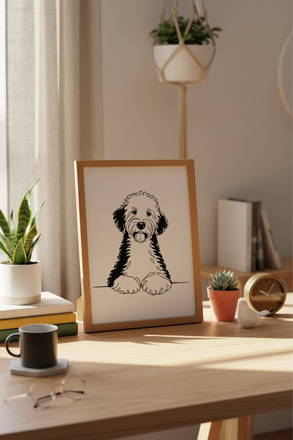 Minimalist Goldendoodle Wall Art Print | Pet Lover Decor | Modern Farmhouse Dog Poster | Line Art Puppy Drawing Gifts
