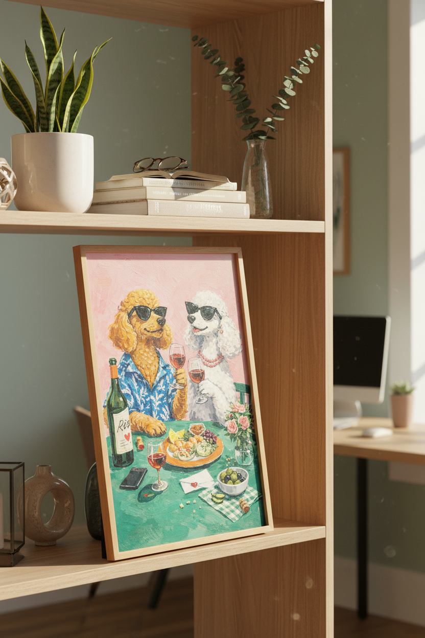 Eclectic Modern Poodle Dogs Wall Art Print | Dining Room Decor | Maximalist Chic Poster | Animal Lovers Gift | Digital Download