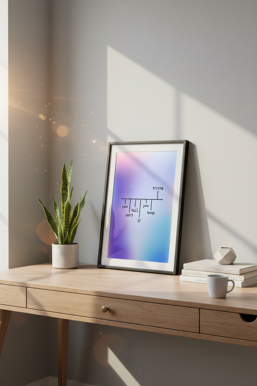 Motivational Quote Wall Art | Gradient Positive Affirmation Poster | Keep Trying Minimalist Print | Inspirational Home Decor