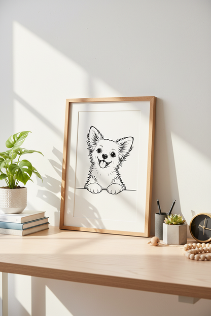 Minimalist Cute Puppy Wall Art Print | Kids Room Decor | Whimsical Dog Lover Poster | Unframed, Framed &amp; Digital Art