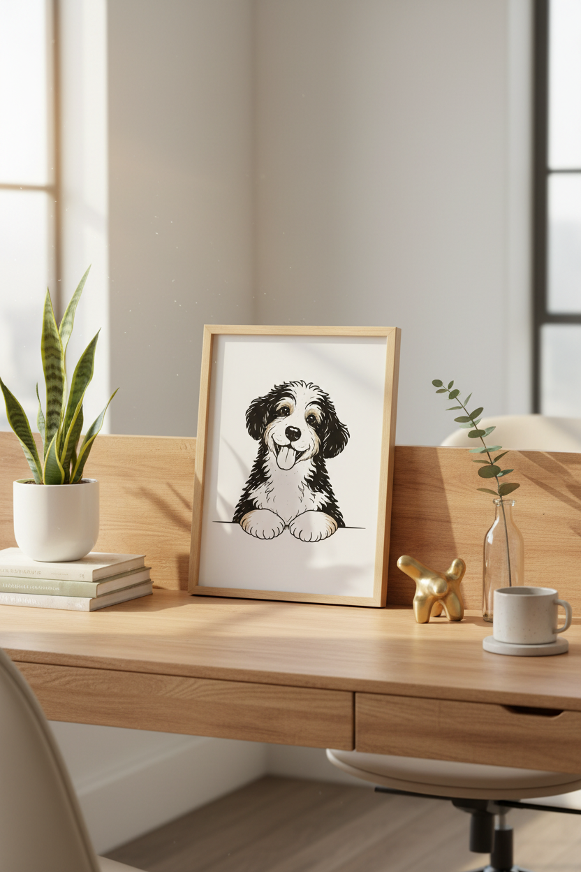 Charming Puppy Wall Art Print | Dog Lover Decor | Cute Pet Poster | Nursery Room Art | Minimalist Black and White Puppy