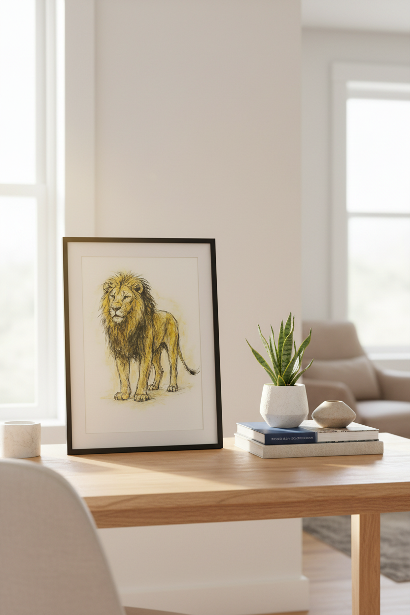 Majestic Lion Sketch Art Print | Wild Animal Wall Art | Safari Home Decor | King of the Jungle Poster | Modern Wildlife Print