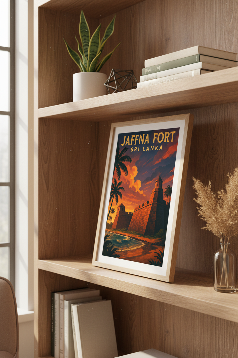 Jaffna Fort Sri Lanka Travel Poster | Tropical Beach Wall Art | Sunset Coastal Decor | Vintage Aesthetic Print | Digital Download