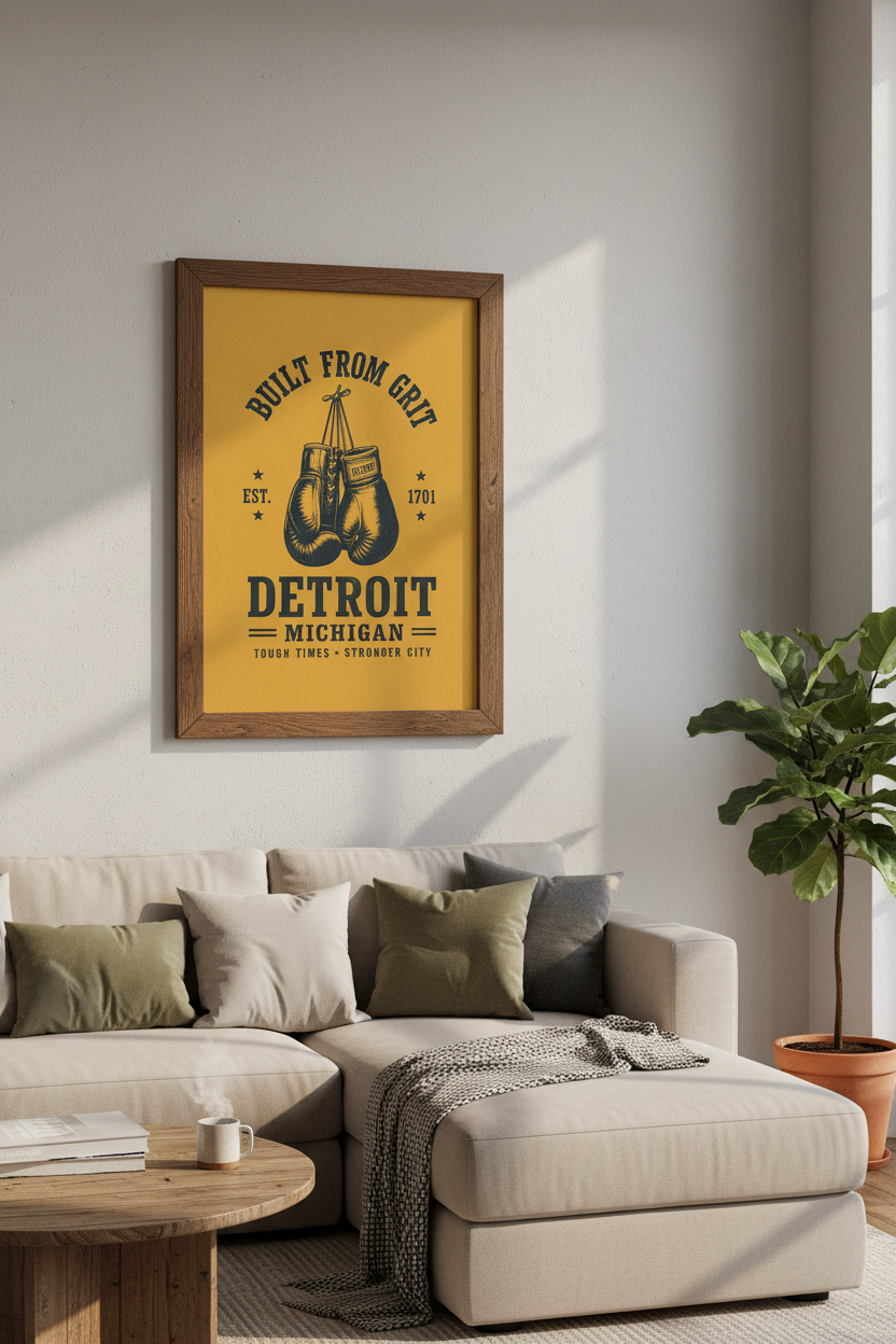 Vintage Detroit Boxing Wall Art | Gym Decor | Grit Aesthetic Poster