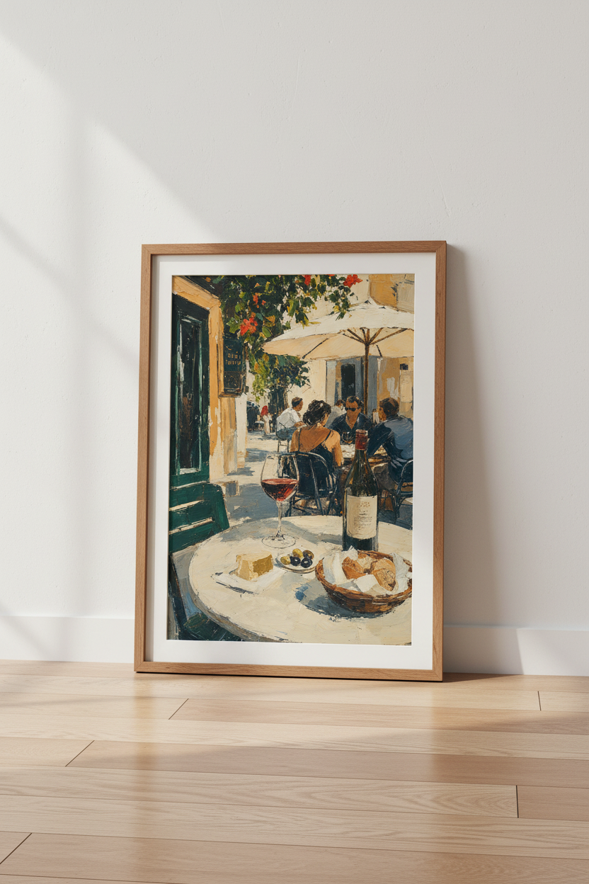 European Cafe Scene | Mediterranean Wine Art, Kitchen &amp; Dining Room Decor