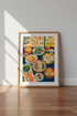 Japanese Ramen & Dim Sum Feast Art | Kitchen Dining Room Decor | Colorful Foodie Poster