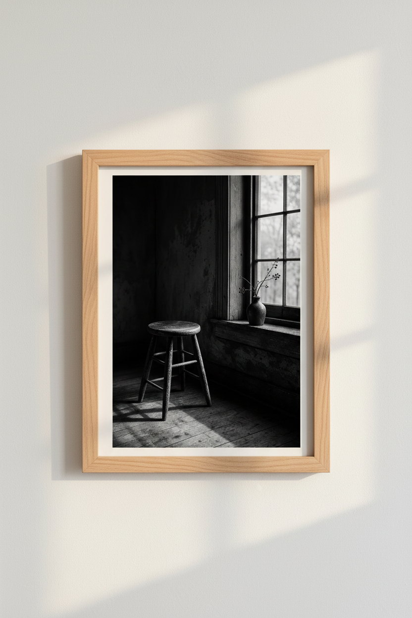 Moody Rustic Wall Art | Black and White Farmhouse Decor | Vintage Still Life Poster