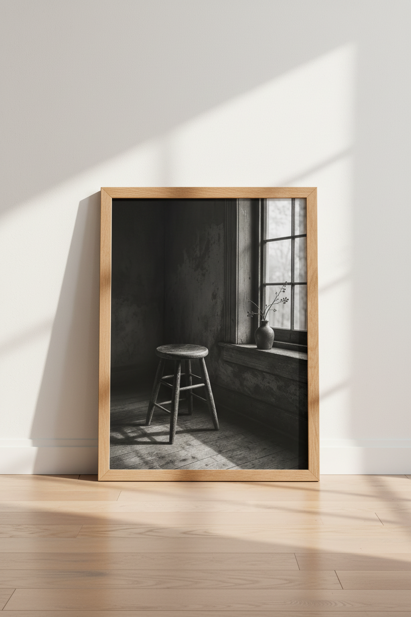 Moody Rustic Wall Art | Black and White Farmhouse Decor | Vintage Still Life Poster