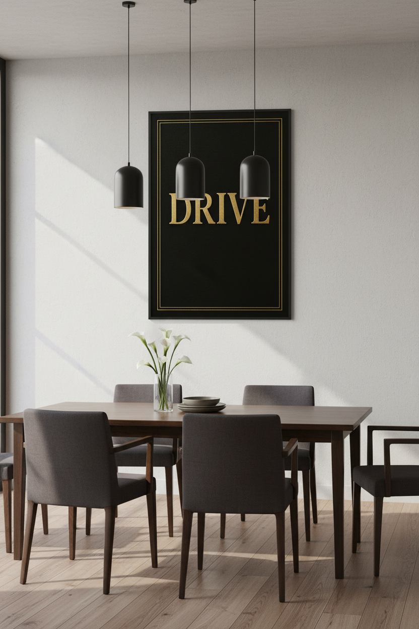 DRIVE Motivational Wall Art Print | Gold Lettering Black Poster | Modern Home Decor | Inspirational Office Wall Hanging Art Print