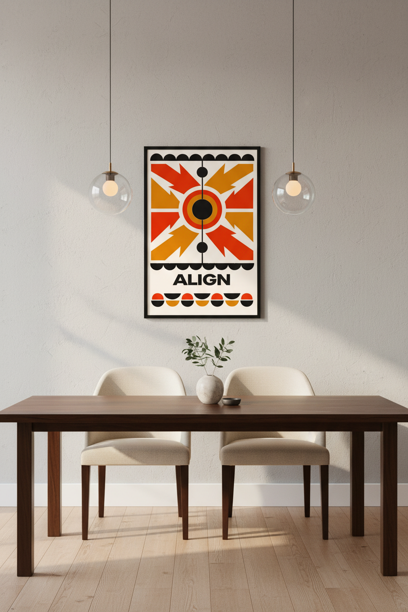 Abstract Align Wall Art Print | Mid-Century Modern Home Decor | Geometric Target Red Orange Yellow Poster | Unframed Art Print