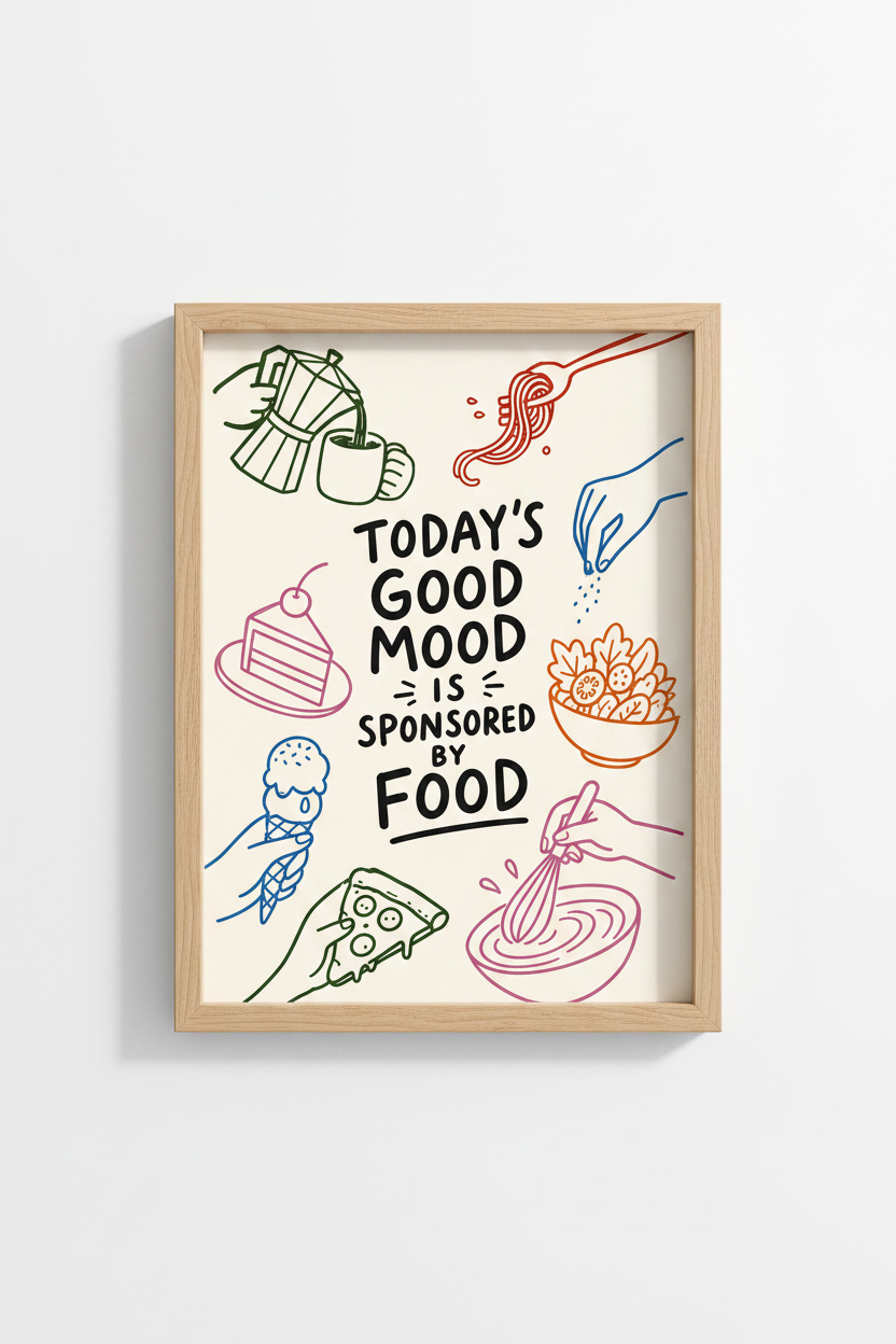 Foodie Wall Art | Vibrant Kitchen Decor, Playful Poster