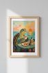 Sea Turtle Art Print | Whimsical Animal Coffee Poster, Coastal Kitchen Wall Decor