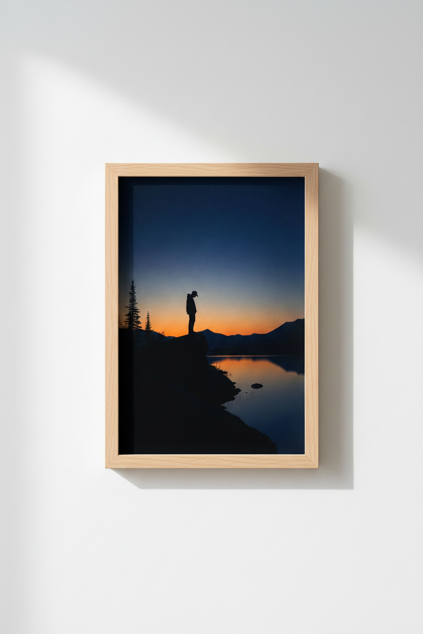 Silhouette Sunset | Moody Blues, Orange Horizon Living Room Decor