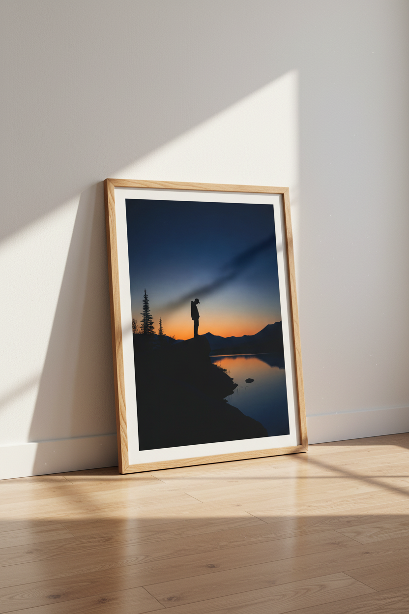 Silhouette Sunset | Moody Blues, Orange Horizon Living Room Decor