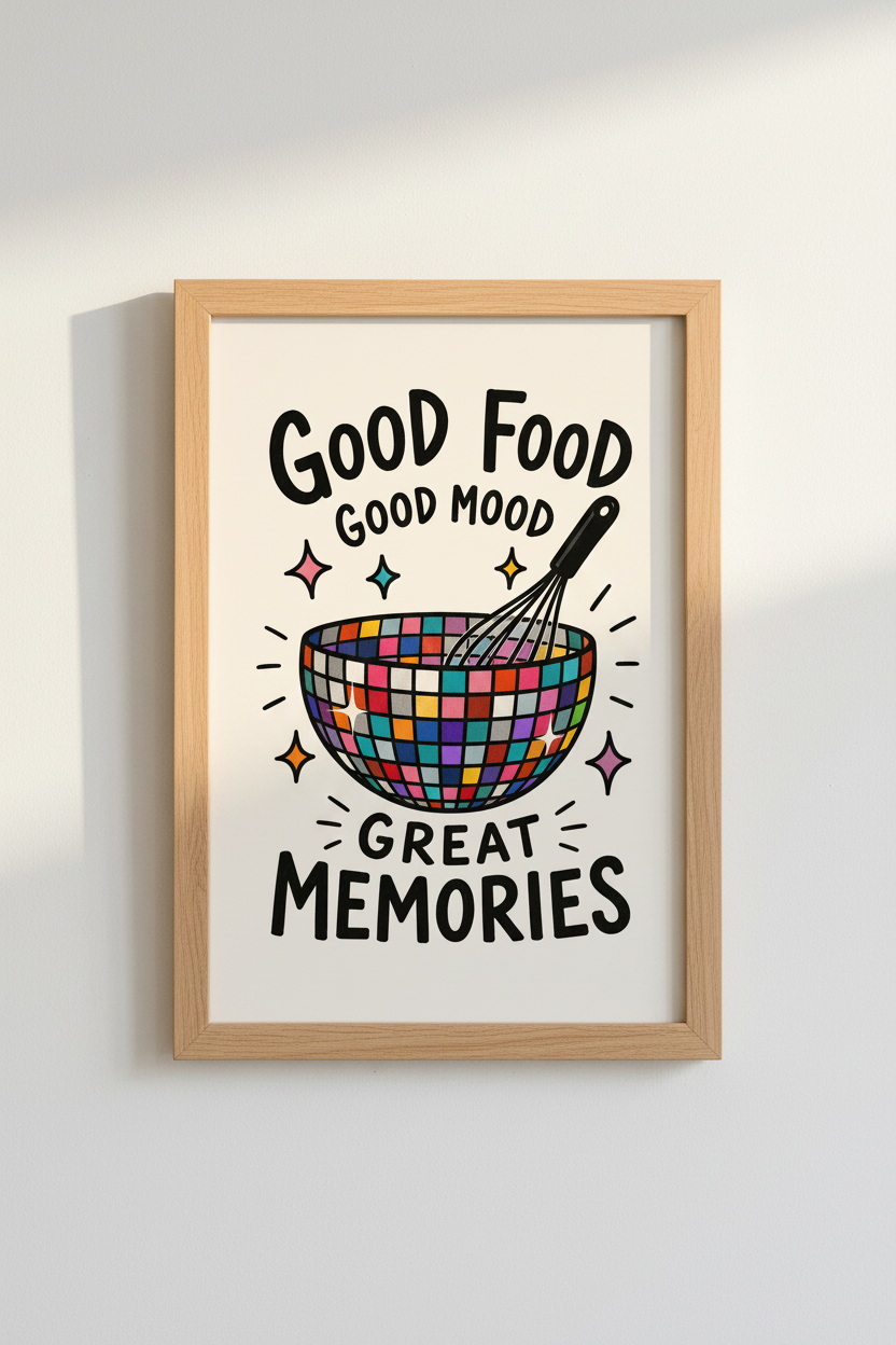 Whimsical Pop Disco Ball Wall Art Print | Living Room Decor | Colorful Poster