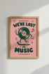 Retro Vinyl Record Wall Art | Green & Pink Music Poster | Groovy Dorm Decor