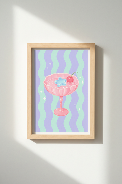 Pastel Kawaii Wall Art Print | Y2K Aesthetic Pink &amp; Mint Decor | Whimsical Dessert Poster