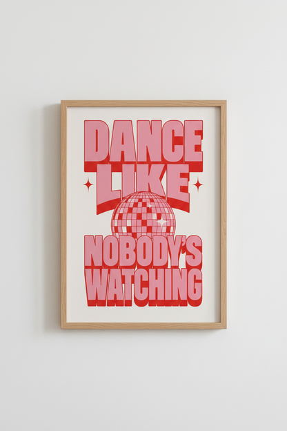 Retro Disco Ball Wall Art Print | Pink Dorm Decor | Groovy Poster